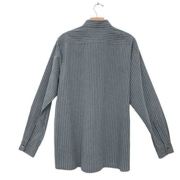 Hugo Boss Shirt Mens Large Gray Cotton Striped Long Sleeve Button Up Work Office - Picture 5 of 12